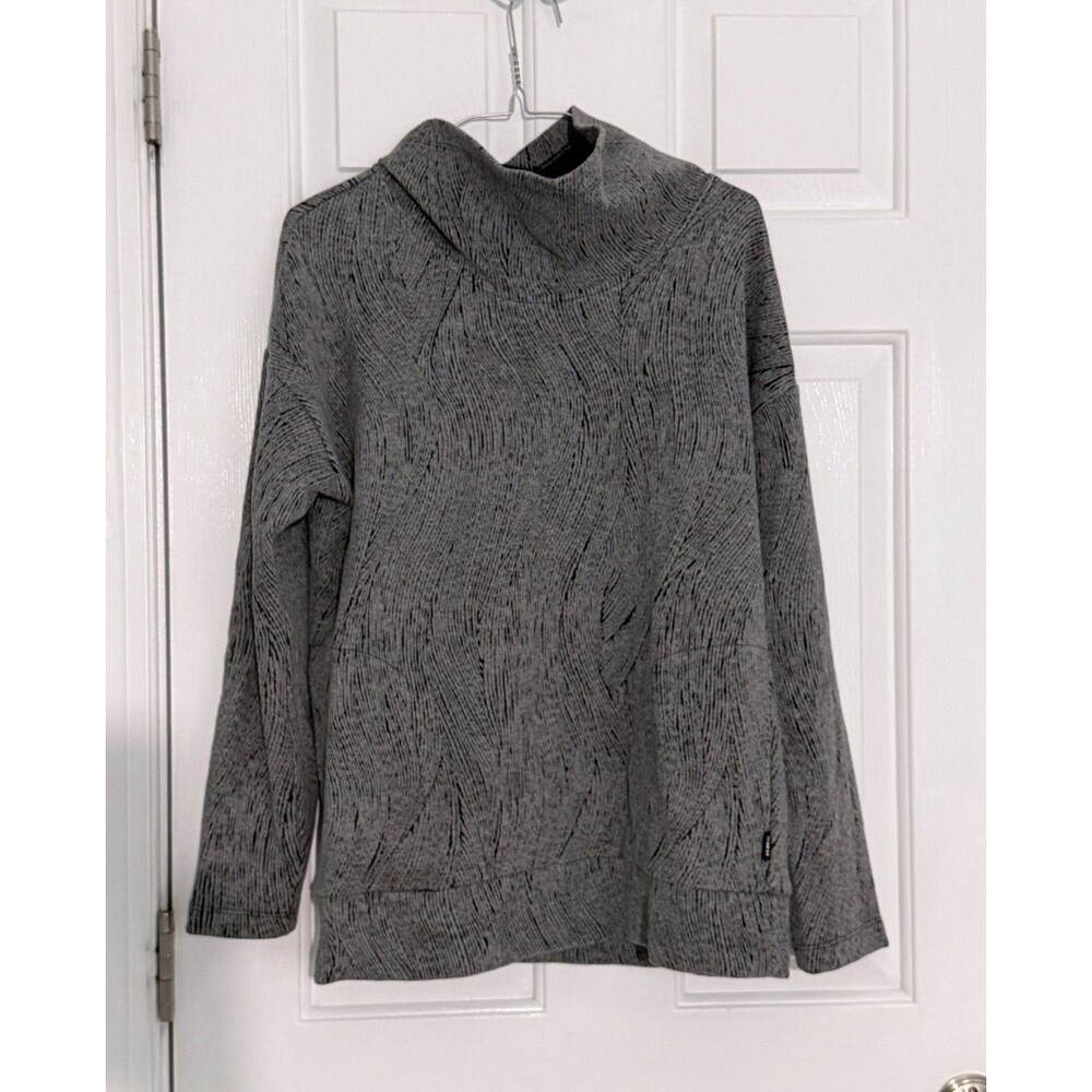 RBX Gray Slash Textured Knit Cowl Neck Pullover Sweater Long Sleeve M